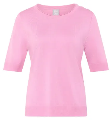Produktbild von Rabe Damen Strickpullover Rosa mit Rundhalsausschnitt und kurzen Ärmeln Größe 46