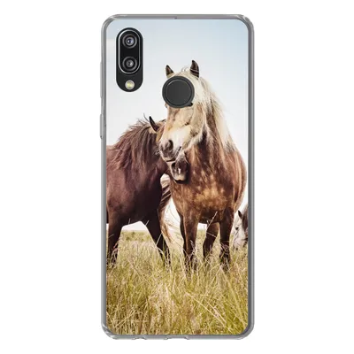 Produktbild von MuchoWow® Handyhülle Schutzhülle Hülle für Huawei P20 Lite (2020) Pferde - Gras - Frühling Silikon Softcase Handy Hülle - Kartenhalter