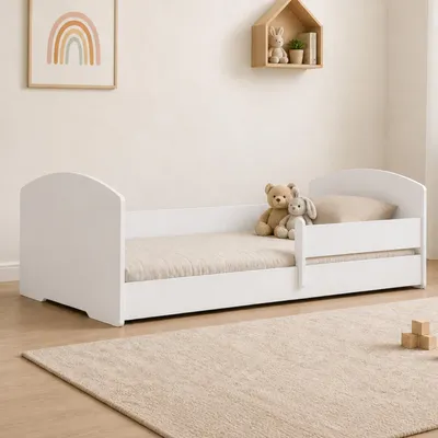Produktbild von Home Collective Kinderbett Jugendbett 160x80 cm Weiß | inkl. Rausfallschutz & Lattenrost | Mädchen & Jungen 2-10 Jahre