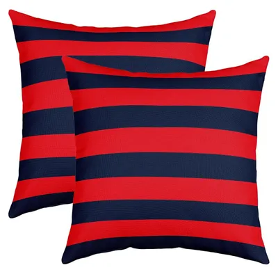 Kissenbezüge 45x45 cm, 2er-Set, Streifen, marineblau-rot