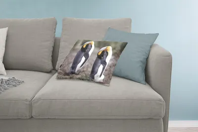 Produktbild von MuchoWow® Zierkissen Sofakissen Wohnzimmer Dekokissen 60x40 cm Zwei schlafende Pinguine - Kopfkissen - Polster mit Foto
