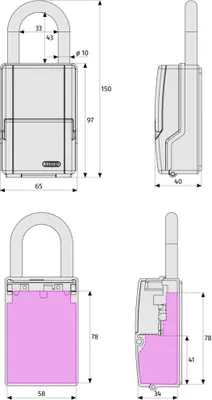 Zdjęcie produktu dla ABUS Mini KeyGarage 737, Metal, Plastik, Cynk, Szary, Zamek szyfrowy, 95 x 62 x 38 mm, 484 g, Blister