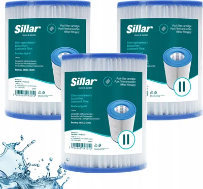 Produktbild von Sillar 3 Stück Bestway Ersatz-Poolfilter – 58094 Typ II Pumpenpatrone 58386