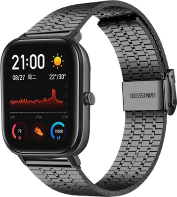 Produktbild von Strap-it Amazfit GTS Edelstahlarmband (Schwarz)