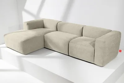 Obrázok produktu pre KONSIMO rohová pohovka vľavo s mimoriadne mäkkým a pohodlným sedadlom "BUFFO", ecru, tkaná látka, Boho ,297x73x172/96 cm
