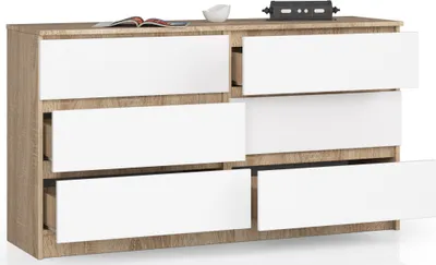 Zdjęcie produktu dla AKORD Furniture Factory OP0LK-1DABBIA002, Biały, Dąb, 6 szuf., Matowy, 16 mm, 60 cm, 400 mm