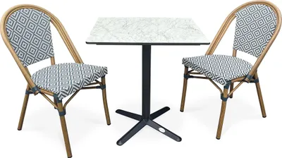 Image de Ensemble repas de jardin 2 places en acier et plateau en HPL