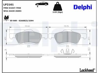 Produktbild von DELPHI Bremsbeläge Satz Vorne Bremsklötze für FORD MAVERICK LP2161