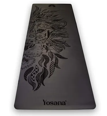 Obrázek produktu pro Podložka na jógu Yosana Ultra Grip z přírodního kaučuku (68x183cm), černá, motiv: lev