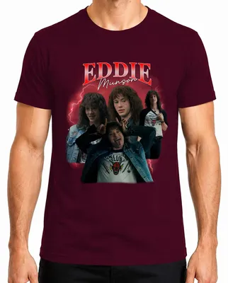 Produktbild von Eddie Munson Hellfire Club Stranger Metal Geschenk Vintage Serie Herren T-Shirt, Burgundy, S