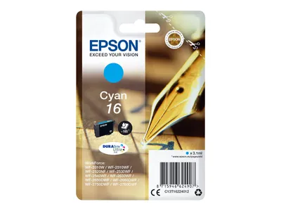 Produktbild von Epson Pen and crossword Singlepack Cyan 16 DURABrite Ultra Ink, Cyan, 3,1 ml, 1 Stück(e), 165 Seiten