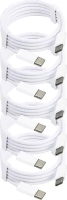 Produktbild von MMOBIEL 5x USB-C auf USB-C-Ladekabel 2 Meter Weiß - für Telefon / Tablet / Laptop