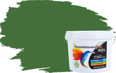Produktbild von RyFo Colors Bunte Wandfarbe Manufakturweiß Powergrün 3l - weitere Grau Farbtöne und Größen erhältlich, Deckkraft Klasse 1, Nassabrieb Klasse 1