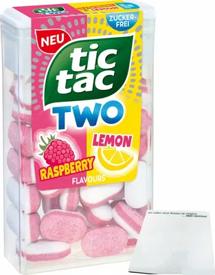 Produktbild von Tic Tac TWO Raspberry&Lemon ohne Zucker (38,5g) + usy Block