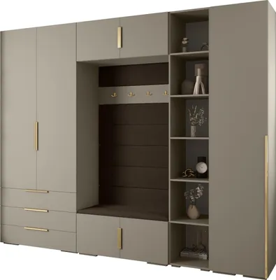 Produktbild von MEBLE KRYSPOL Inova 1 Möbelset Garderobe, 236,7x290x47cm - Kaschmir, Manila 04, Gold