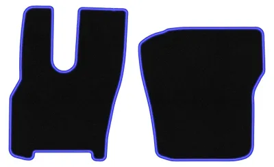 Produktbild von Velours-Fußmatten für DAF XG 2022- (Transporter) – 2-tlg, Schwarz/Blau, passgenau – Wielganizator CARLUX