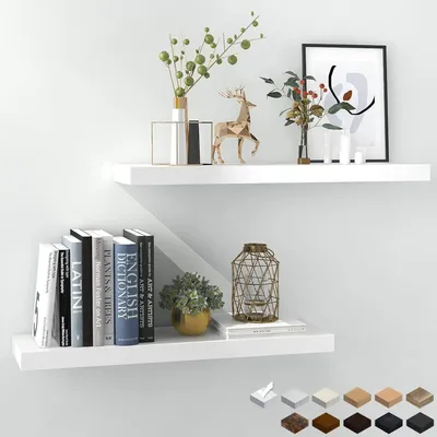 Image de Wandregal, lot de 2, 60 cm, blanc, étagère murale en MDF
