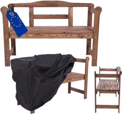 Produktbild von MODO24 Gartenbank Holz, 2-Sitzer, Schutzhülle Cordura, Friesenbank, Parkbank, Massivholz, 46x118x78 cm, Braun Imprägniert, G01