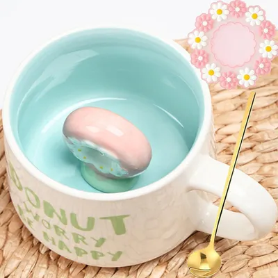Productafbeelding van 3D keramische mok met donutmotief, 350 ml, koffiemok, theemok, cadeau-idee