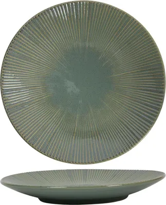 Image de Assiette déjeuner lignes bleu-vert Ø21cm