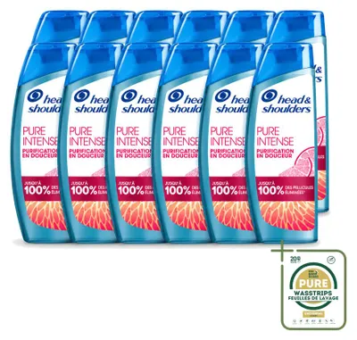 Immagine prodotto di 12 flaconi di shampoo anti-forfora Head & Shoulders Pure Intense Pompelmo, 250 ml - Confezione risparmio - 12 pezzi