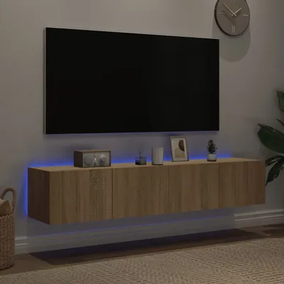 Produktbild von "2026 Aktion"TV-Board - Fernsehtisch - TV-Wandschränke mit LED-Leuchten 2 Stk. Sonoma-Eiche 80x35x31cm - NeuMöbel1687271