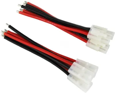 Zdjęcie produktu dla Zestaw 3 par złączy Tamiya męski-żeński | Kable adaptera 14AWG 10cm | Idealne do akumulatorów LiPo RC, czerwony