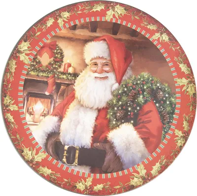 Immagine prodotto di Piattino Clayre & Eef Ø 33 cm Rosso Verde Melamina Babbo Natale