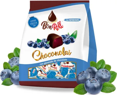 Produktbild von Uniconf BonRoll Fruchtgelee in dunkler Schokolade Blaubeere, 80 g