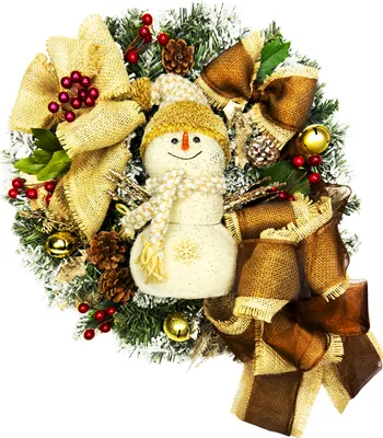 Obrázok produktu pre Vianočný veniec umelý zdobený zelený SNOWMAN 45 cm na stôl a zavesenie