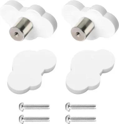 Productafbeelding van Wolkvormige Kastknoppen - Decoratieve Handgrepen - Kinderkamer Meubels - Zachte Siliconen Materiaal - 10x10cm - Wit