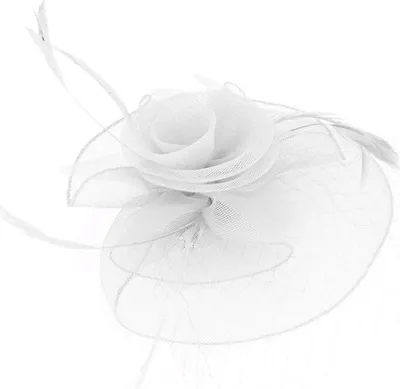 Produktbild von Weißer Damen-Gaze-Hut, Braut-Hochzeits-Fascinator mit Federn