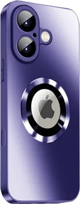 Produktbild von Magnetisches Cover iPhone 16 mit Linsenschutz und Logo-Ansicht - Lila