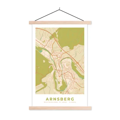 Produktbild von MuchoWow® Textilposter Karte - Arnsberg - Jahrgang - Karte 60x90 cm mit holzfarbenen Rahmen - Textil