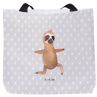 Produktbild von Mr. & Mrs. Panda Strandtasche Faultier Yoga - Grau Pastell - Geschenk, Gelassenheit, Laptoptasche, Schultasche, Reisetasche, Namaste, Tote Bag, Tasche