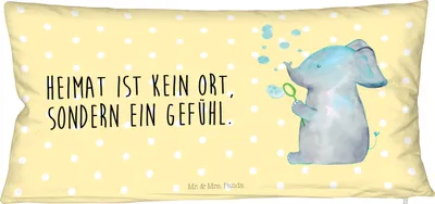Produktbild von Mr. & Mrs. Panda Kuschelkissen Elefant Seifenblasen - Weiß - Geschenk, Liebeskissen, Liebesspruch, Heimat, Elefanten, Pärchenkissen, Tiermotive, Partner-Kuschelkissen