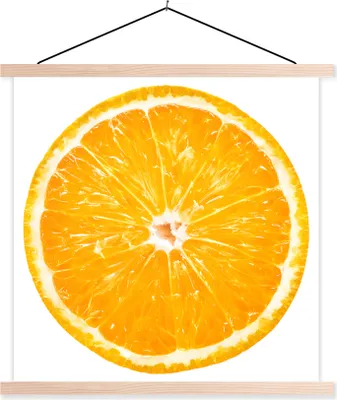 Produktbild von MuchoWow® Textilposter Orange - Obst - Weiß 40x40 cm mit holzfarbenen Rahmen - Posterleiste