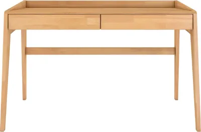 Produktbild von Lisa Holzbuche Schreibtisch mit erhöhten Rand / Frisiertisch Schminktisch mit 2 Schubladen / Natur