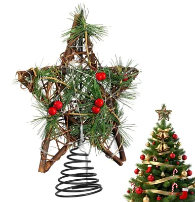Produktbild von Weihnachtsstern mit LED-Beleuchtung, Baumspitze, Sternenornament für Weihnachtsdekoration