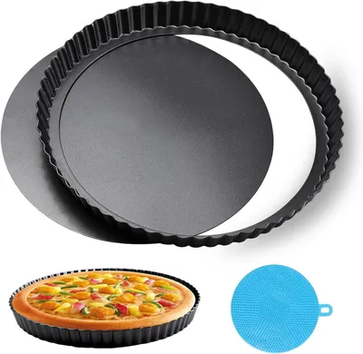 Image de Moule à tarte - Moule à quiche - Pour préparer de délicieuses tartes - Fond amovible - 28 cm - Noir