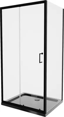 Produktbild von Mexen Apia ausziehbare Duschabtrennung 130 x 90 cm, Transparent, Schwarz + Duschwanne Flat, Schwarz - 840-130-090-70-00-4070B