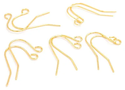 Produktbild von Vintageparts Ohrhaken mit Aufhängung aus Messing, 18K Goldbeschichtung, 10 Stück