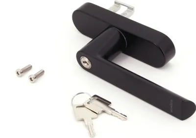 Produktbild von Schüco abschließbarer Fenstergriff Drehgetriebe, Alu RAL 9005 schwarz 269514 (Nachfolger von 214819)