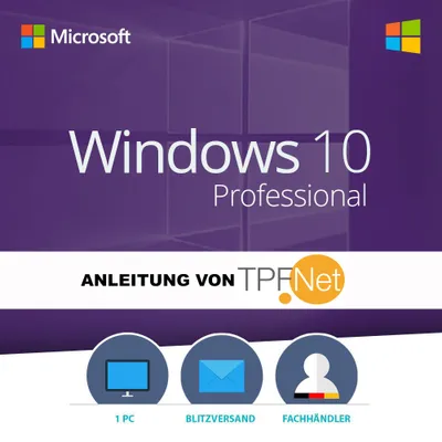 Produktbild von Original MS Windows 10 Professional 64 Bit Deutsch Vollversion | Originaler Aktivierungsschlüssel inkl. Anleitung von TPFNet® | Versand 7 Tage die Woche per E-Mail in max. 60Min