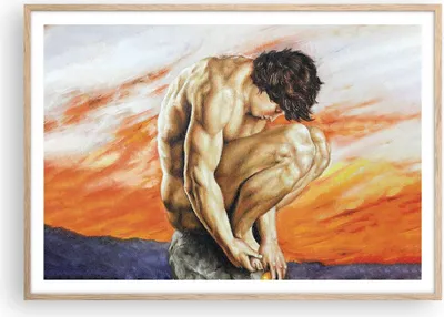 Produktbild von Gerahmtes Poster - Rahmen in heller Eiche - Körper Mann bunt - 100x70 cm - Wand Bild - Wanddeko - Wandbilder - Wandposter - Bilderrahmen - Bilder - Kunstdruck - Wandbild - P2NAA100x70-4151