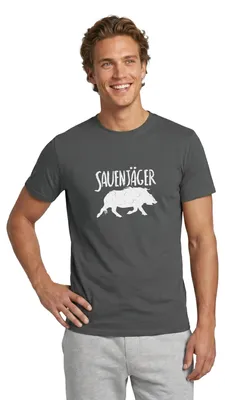 Produktbild von Spreadshirt Sauenjäger Junggesellenabschied Jäger Männer T-Shirt, 3XL, Anthrazit