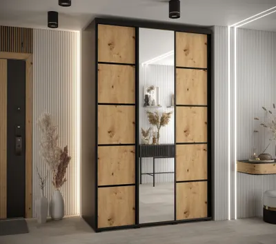 Obrázok produktu pre Šatníková skriňa ASIRI 5 - 150/45 cm, čierna / dub artisan / čierna
