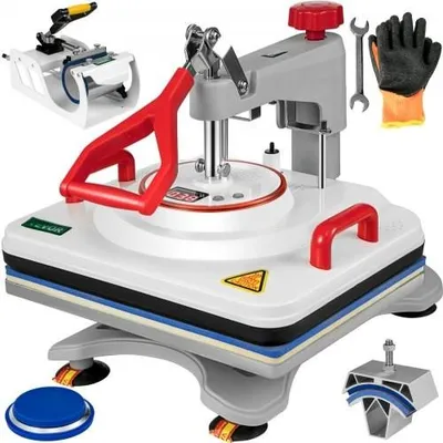 Produktbild von VEVOR 15x12 Zoll Transferpresse 5-in-1 Transferpresse 30x38cm Professionelle Multifunktions-Transferpresse Digitale Heißsublimationsmaschine Weiß für Tassenteller- und Kappenübertragung
