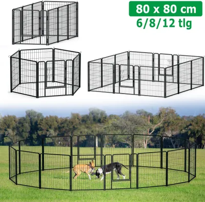 Image de XINZI 8 pièces parc à chiots 80x80cm de haut, parc à chiots avec 1 porte, enclos pliable chiens parc à animaux pour maison & jardin