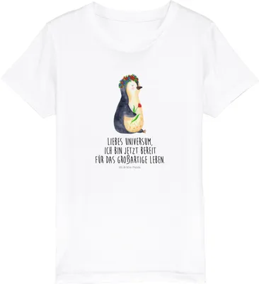 Produktbild von Mr. & Mrs. Panda Kleinkinder T-Shirt Pinguin Blumen 3-4 Jahre (98/104) - Weiß - Geschenk, Jungen, Geschenkidee, Motivation, Bio Kinder, Kindershirt, Teenager, Lebenslust